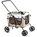 LAMZH Poussette Chat Dog Poussette Pet Poussette Voyage Durable Antichocs Dog Cat Poussette Landau Jogger Buggy avec 4 Roues Max Chargement 20 Kg Pet Poussette (Color : Brown)