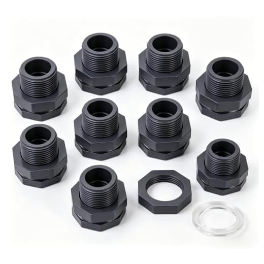 Aulufft 8 Pcs 3/4 Inch Bulkhead Fitting Gasket Bulkhead Water Connector Double Threaded PVC Bulkhead Adapter with Plugs for Rain Barrels,Aquariums,Water Tanks,Tubs,Pools