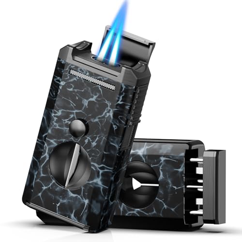 Encendedor antorcha con cortador y soporte, recargable de butano miniatura 1