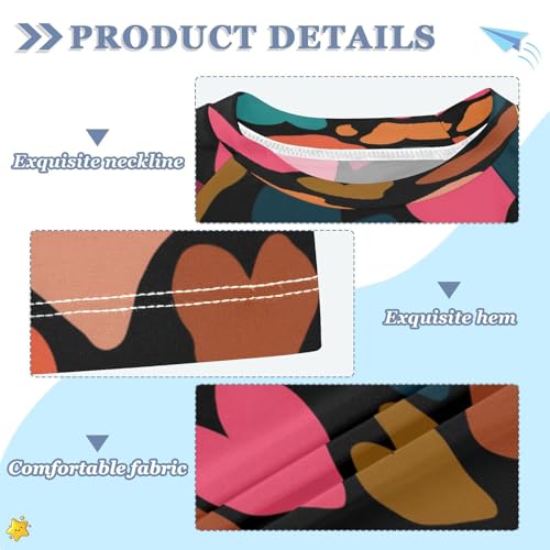 Boys Short Sleeve T-Shirts Heart Leopard Print Rashguard Kids Swim Shirts Sun UPF 50+3