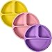 100% Silicone Plates with Lids for Toddlers - 3 Pc Set, Divided Baby Plates, Dishwasher & Microwave Friendly, Food Grade Silicone Kids Plates with Dividers