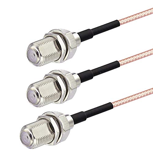 SUPERBAT F Type Splitter Cable F Female to F Dual Female Coax Splitter Cable Y-Type TV Splitter Cable Satellite 3-Way Female 50ohm 15cm(6 inches)