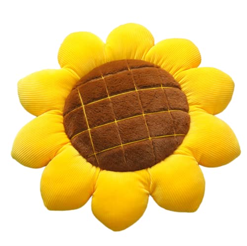 Image of Uewidiod Flower-Shaped Daisy Pillow Sofa Cushion Round Center Flower Chair Cushion Bay Window Tatami Decoration Office Cushion car Cushion (40 * 40cm/16 * 16inch, Sunflower Yellow-Brown)
