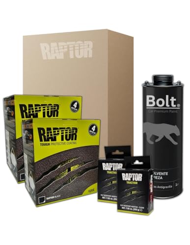 DISPIVAL 2 X Pintura Raptor 2K Kit Negro 4 Lt + 2 X Antides + Disolvente