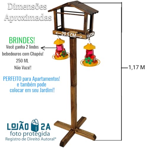 Comedouro Tratador Bebedouro Pássaros Livres Pedestal Eco