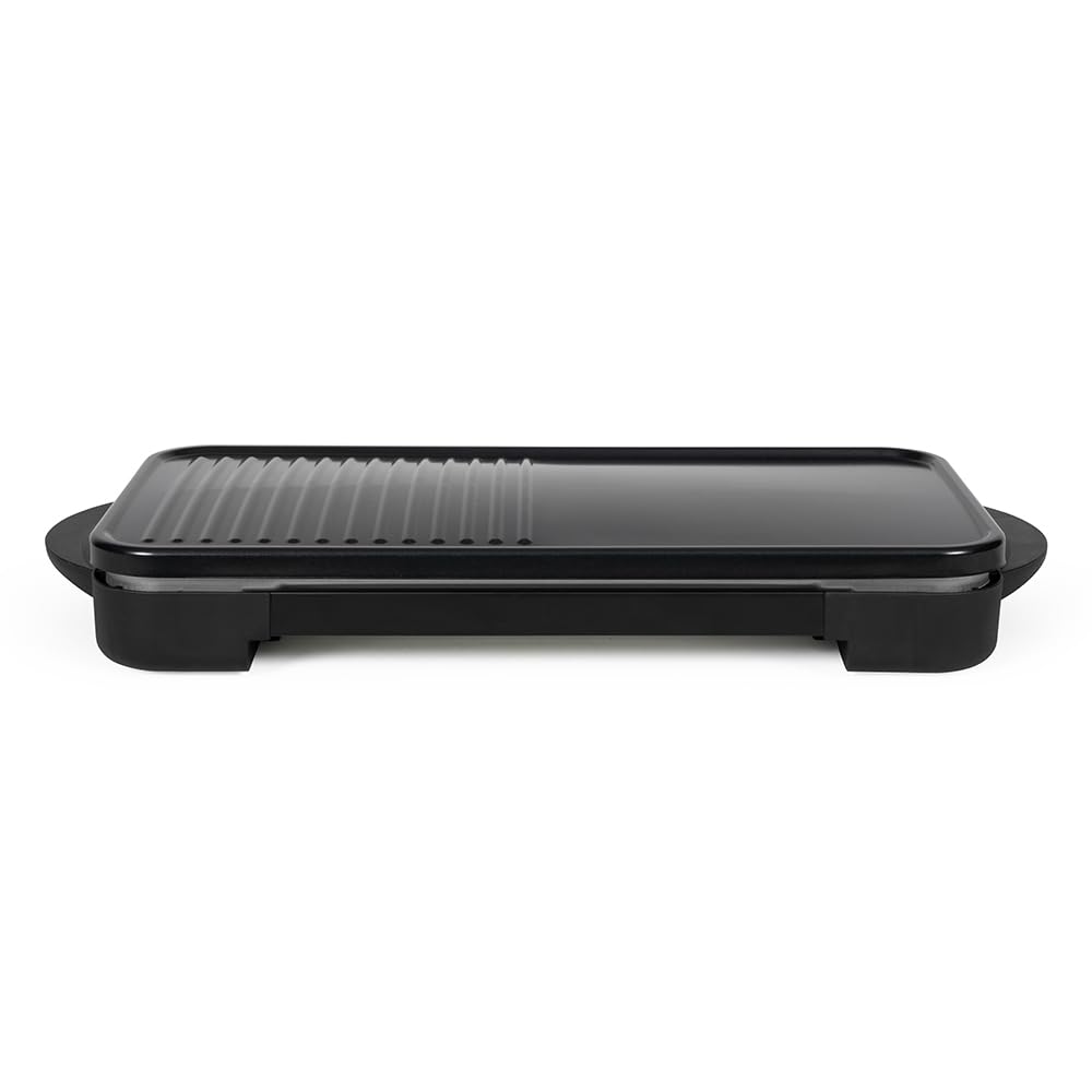 Livoo - Appareil 2 en 1 crêpière et plancha grill DOC349N - 1500W, 2 plaques amovibles, sans PFAS, accessoires inclus, Noir
