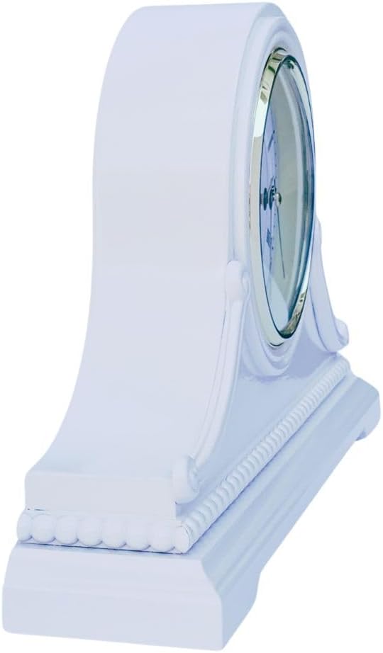 Mantel Clocks, Battery Operated, Silent Wood Table Clock with Westminster Chimes On The Hour, Solid Wooden Shelf Chiming Mantle Clock, 9" x 16" x 3" (White - Roman Numerals)