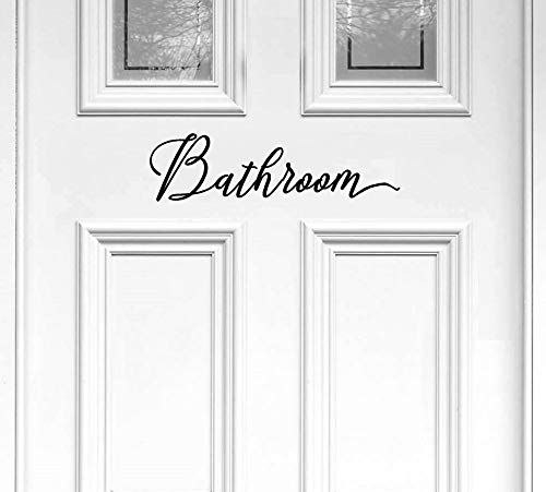 Berryzilla Bathroom Decal 11" X 3" Toilettes, Restroom, Closet Water, Door Vinyl Decal Script Handwriting Wall Art Decor Sticker Lettering #TOP1