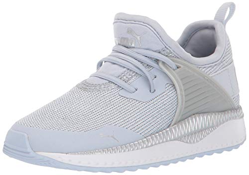 PUMA Unisex-Child Pacer Next Cage Slip On Sneaker, Heather White-Silver-Bluestone, 11 M US Little Kid