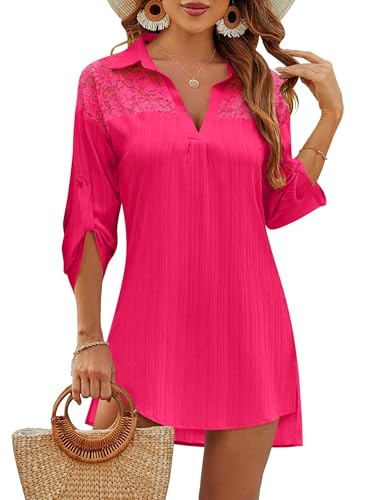 Image of Blooming Jelly Womens Bathing Suit Cover Ups Bikini Swimsuit Coverup Drawstring Beach Dress Shirt