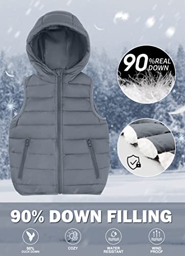 SOLOCOTE Boy's Puffer Vest Hooded Coat Water-Resistant Warm Winter Fleece Sleeveless Girl's Jacket for 6-14 Years4