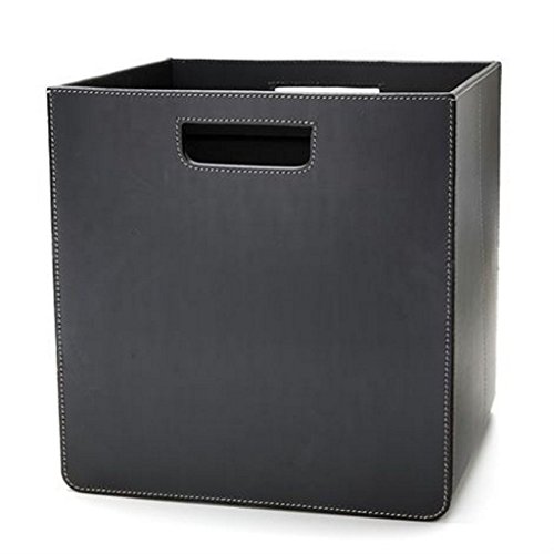 Aufbewahrungsbox - Storage Box Orskov - aus hochwertigem Rinder-Leder schwarz, weisse Naht Cover