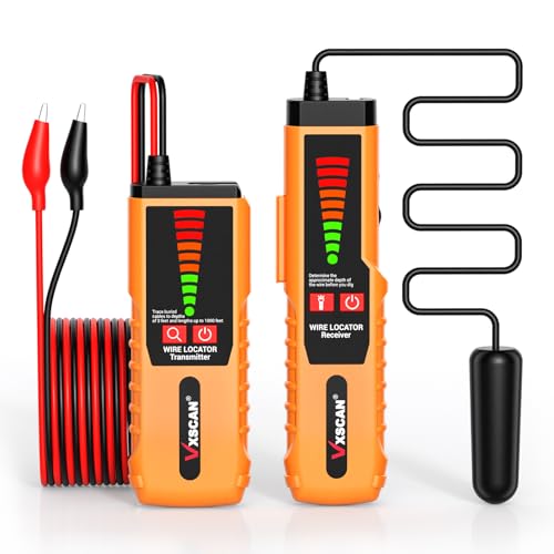 Underground Wire Locator VXSCAN F04 Cable Locator with Earphone Buried Wire Locators for Dog Fence Cables Wire Locator Electrical for Detecting Cable Breaks Irrigation Control Wires