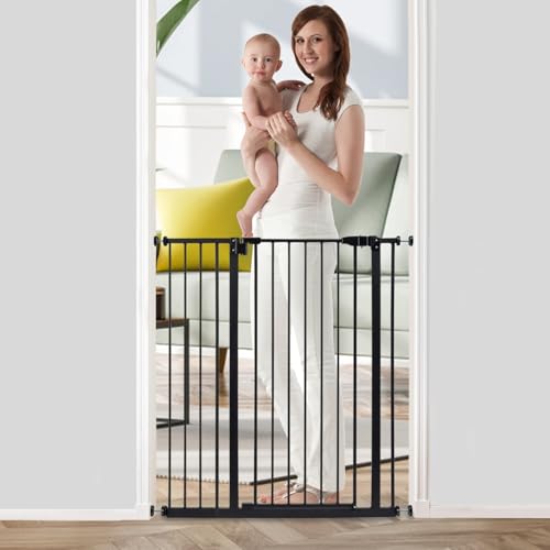 Kinfant 41\" Extra Tall Baby Gate - 41 Inch Pet Gate Includes 6-Inch Extension Kit & Pressure Mount Kit, Auto Close Baby Gates for Toddler and Pet