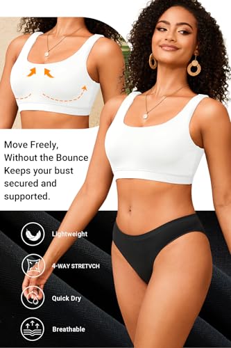 Image of Women Sport Bra Swimsuit Top - Swim Bra Bikini Top Only Scoop Neck Bathing Top 2025 Swimwear