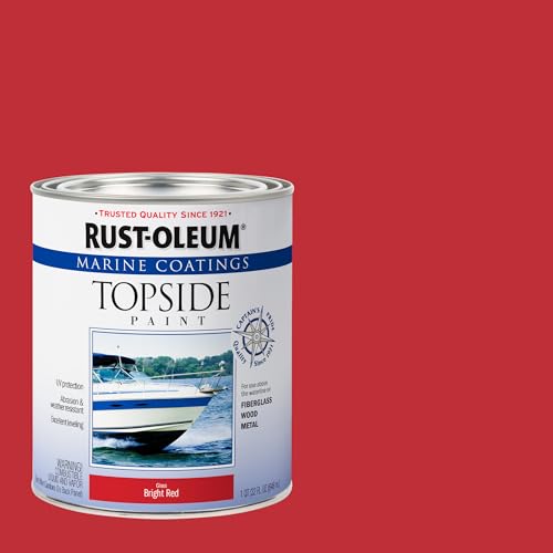 Rust-Oleum 207004-4PK Marine Coatings Topside Paint, Quart, Bright Red, 4 Pack