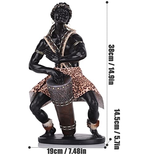 African Warrior Figurine Beat A Drum，Figurine Drum Player Statue Sculpture Resin African Sculpture And Statue Room Decor Resin Black African American Statue Retro Afrocentric Decor Statue,Room,Table #TOP1
