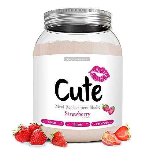 Cute Nutrition Batido Sustitutivo de Comida Sabor Fresa para el Control de la Pérdida de Peso en Polvo Bebida Dietética para Mujer Bote de 500 g