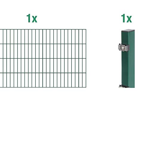 Alberts 642600 Erweiterung zum Doppelstabmattenzaun | verschiedene Höhen - wahlweise in verschiedenen Farben | grün | Höhe 80 cm | Länge 2 m