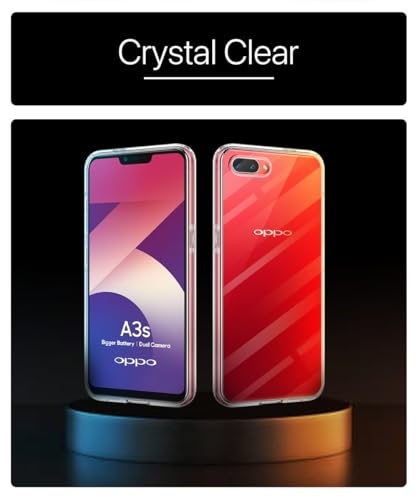Image of WOW IMAGINE Transparent Crystal Clear Oppo A3s Back Cover Case | Shockproof Soft TPU Case | Cushioned Edges for Ultimate Protection Bumper Case for Oppo A3s - Transparent