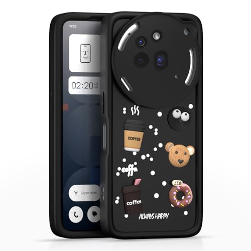 Image of Outlouders Back Cover for Nothing Phone 3a Pro 5G | 3D Cartoon Bear Cute Fun Silicone Full Body Protection Bumper Case (Black)