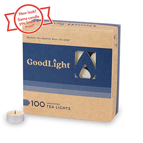 GoodLight Paraffin-Free Unscented Tea Light Candle, 100-count