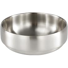 SANQIAHOME 47oz/1400ml Quality Double-Walled Stainless Steel Large Salad Bowl,Heat-Insulated and Anti-Scald Large-Capacity Soup Bowl,Silver
