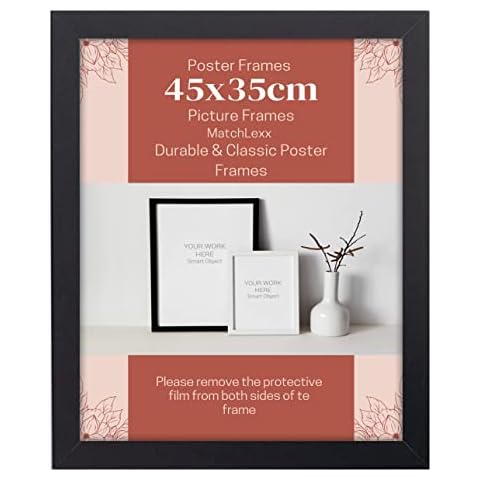 MatchLexx ® Durable & Classic Look Wall Mounting Posters Photo Frames Display Picture 45 x 35cm Black Picture Frame Perfect Wall Hanging Picture Frame Portrait Landscape Display Cover
