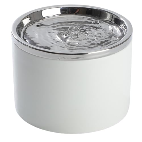 アクアリュクス(Aqua Luxe) ペット用 自動給水器 陶器 セラミック製 循環式 静音ポンプ 水飲み器 犬 猫 お手入れ簡単 高性能フィルター付き (シルバー, 1.0L)