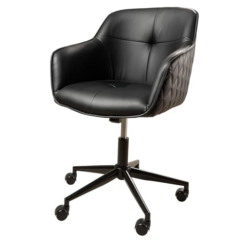 Riess Ambiente Höhenverstellbarer Bürostuhl Euphoria schwarz Kunstleder drehbar Ziersteppung gepolstert Schreibtischstuhl PC-Stuhl Stuhl mit Armlehne