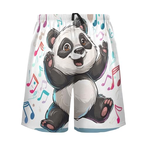 ALAZA Cute Panda Musical Notes Men's Pajama Shorts with Pockets