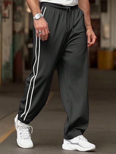 ZAFUL Mens Casual Joggers Sweatpants Wide Leg Drawstring Color Block Side Striped Loose Fit Pockets Pants2