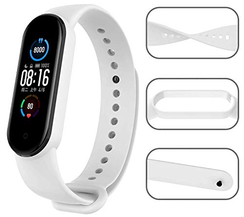 Image of WOW Imagine Replacement Strap Wristband for Mi Band 5 Smartwatch | Soft Silicone Matte Sport Wristband Accessory Flexible Bracelet Compatible with Xiaomi Mi Band 5 - Milky White