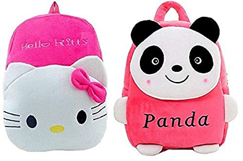 Blue Tree Soft Material School Bag for Kids Plush Backpack Cartoon Toy, Children’s Gifts Boy/Girl/Baby/Decor School Bag for Kids (Panda&Hello Kitty)