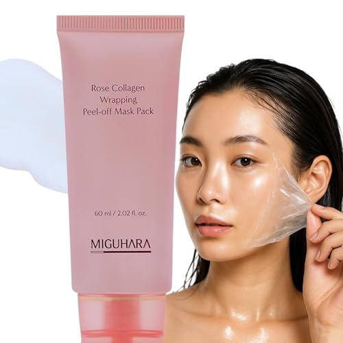 MIGUHARA Rose Collagen Wrapping Mask - Elasticity & Firming Korean Glass Skin Peel Off Mask - Damask Rose & Hydrolyzed Collagen to Minimize the Appearance of Pores & Enhance Glow (2.02 fl.oz)