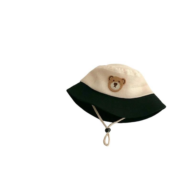 Sombrero de pescador de bebé sombrero de cubo de verano lindo oso malla transpirable sombreros de sol al aire libre playa pescador gorra
