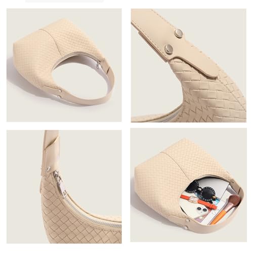 Woven Shoulder Bags for Women, Casual Underarm Bag,Leather Mini Handbags,Dumpling Bag with Zipper,Gift for Christmas4