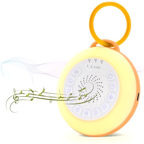 White Noise Machine - Portable Sound Machine with 31 Soothing Sound, Bluetooth, Night Light, Sleep Timer, Lock Switch, Volume Control, Rechargeable, Sleep Music Aid for Baby Adult, Bedside Essential