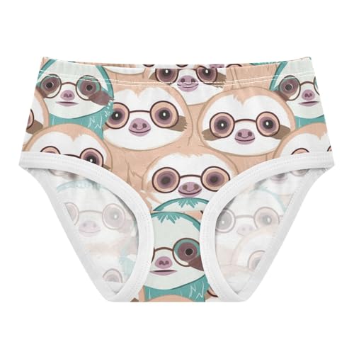 Sloths Wearing Glasses Girls' Underwear Cotton Cute Girls Briefs Soft Toddler Underwear 2T