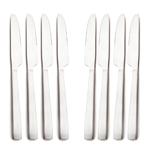 snplowum 8-Piece Dinner Knife, 18/10 Stainless Steel Matte Silver Steak Knife For Home Restaurant Party Daily Butter Use? 9-inch