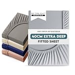 Moonlight Bedding Fitted Sheet 40 Cm Extra Deep Pocket Bed Sheets 16 inch Ultra Soft Bottom Sheet Brushed Microfiber Breathable Shrinkage and Fade Resistant (Silver, Super King)