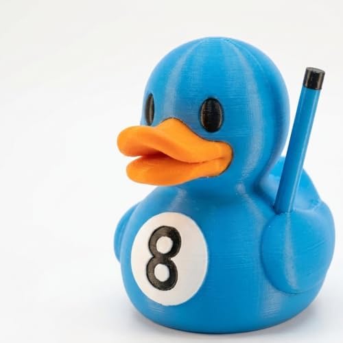 Billiards Duck Figurine – Funny Pool Ball Duck with Cue Stick for Desk, Bar or Game Room Display – 3D Printed in Canada (Ocean Blue) image 4