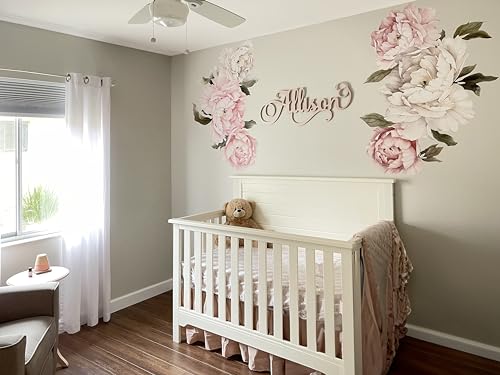 Murwall Floral Peonies Wall Decal, Peony Bouquet Flowers Removable Peel And Stick Wall Sticker thumb #1