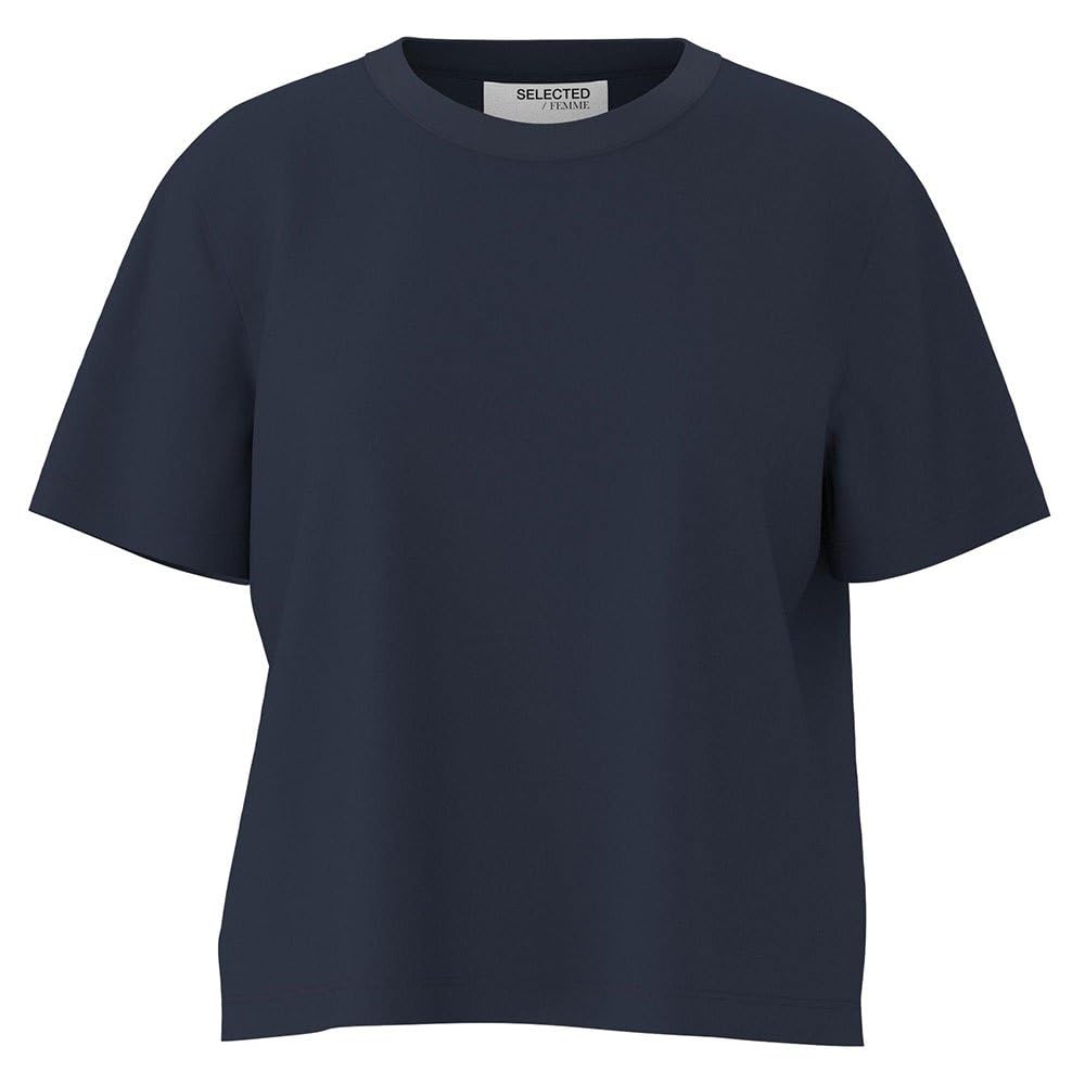 SELECTED FEMME Women's Slfessential SS Boxy Tee Noos T-Shirt, Dark Sapphire, S