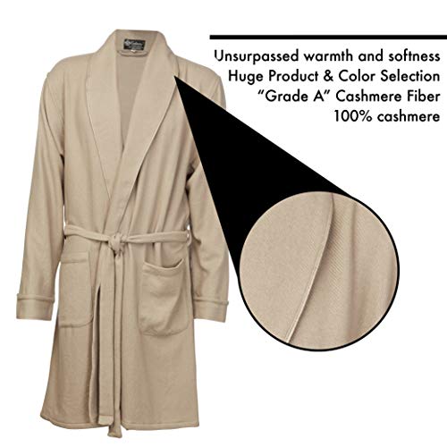Cashmere Boutique 100% Pure Cashmere Knee Length Robes for Men – Lightweight, Soft Plush, Warm and Cozy, Daily Wear Robes4