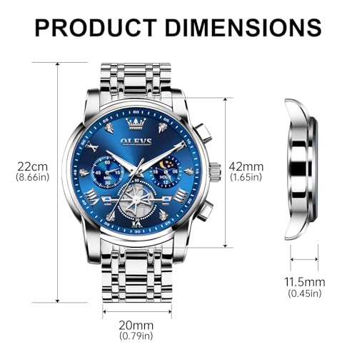 Image of OLEVS Watches for Men Luxury Dress Stainless Steel Waterproof Chronograph