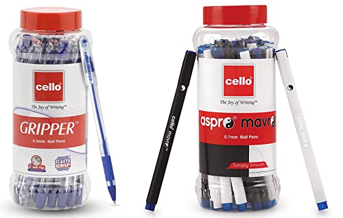 Image of Cello Gripper Ball Pen Set - Pack of 25 (Blue) Aspro Mavro Ball Pen (25 Pens Jar - Blue)