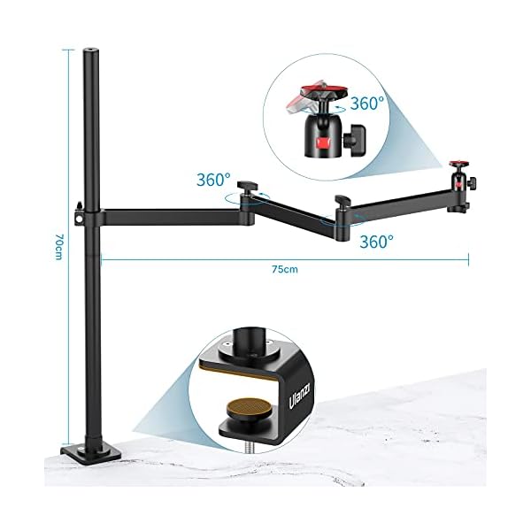 VIJIM Overhead Stativ, Flexible Tischstativ mit Mikrofon Boom Arm, Tisch Kamera Halterung für Live-Streaming, YouTube… – Bild 5