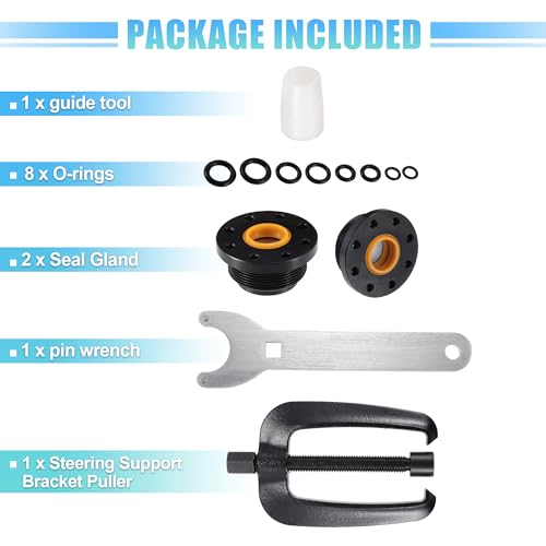 Image of uxcell 1 Set Front Mount Steering Cylinder Seals with Wrench for HC5340 HC5341 HC5342 HC5343 HC5344 HC5345 HC5346