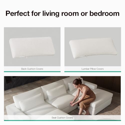 Image of Novilla 181 inch Deep Seat Modular Sectional Sofa, Removable Washable Covers, 6 Seater U Shape Cloud Couch with Lumbar Pillows, Chenille Boneless Sectional Couch Beige, No Assembly Required